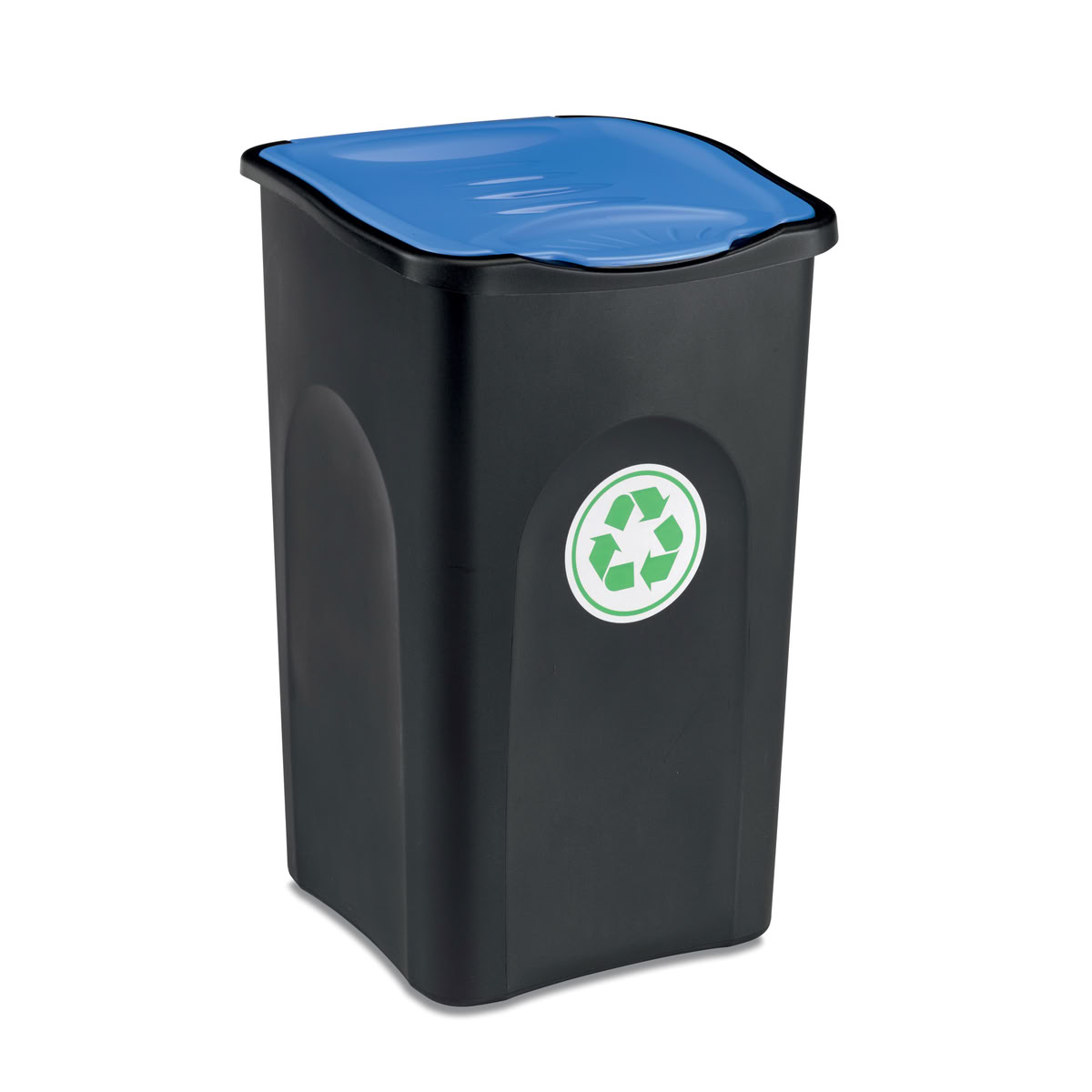Odpadkový koš na tříděný odpad ECOGREEN 50 l, černý/modré víko 1,67Kg GIGA Sklad 5 D21-70652
