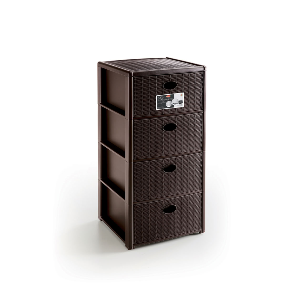 Úložný plastový regál Elegance, 4 zásuvky, hnědý 4,3Kg GIGA Sklad 5 D21-30402