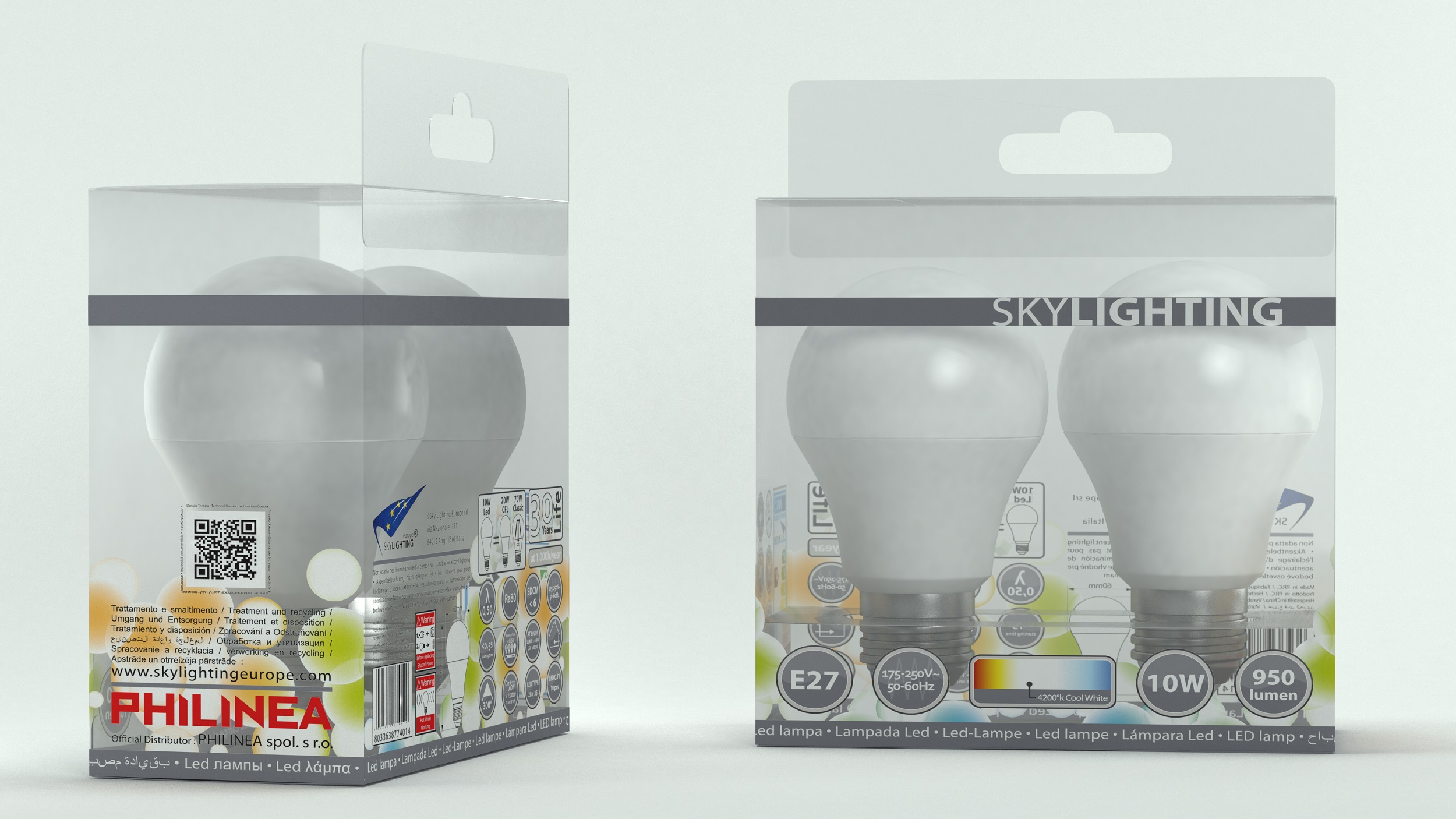 LED žárovka hruška E27 10W 950lm DUOPACK 4200K SKYLIGHTING 0,16Kg GIGA Sklad 5 A60-I2710DDUO