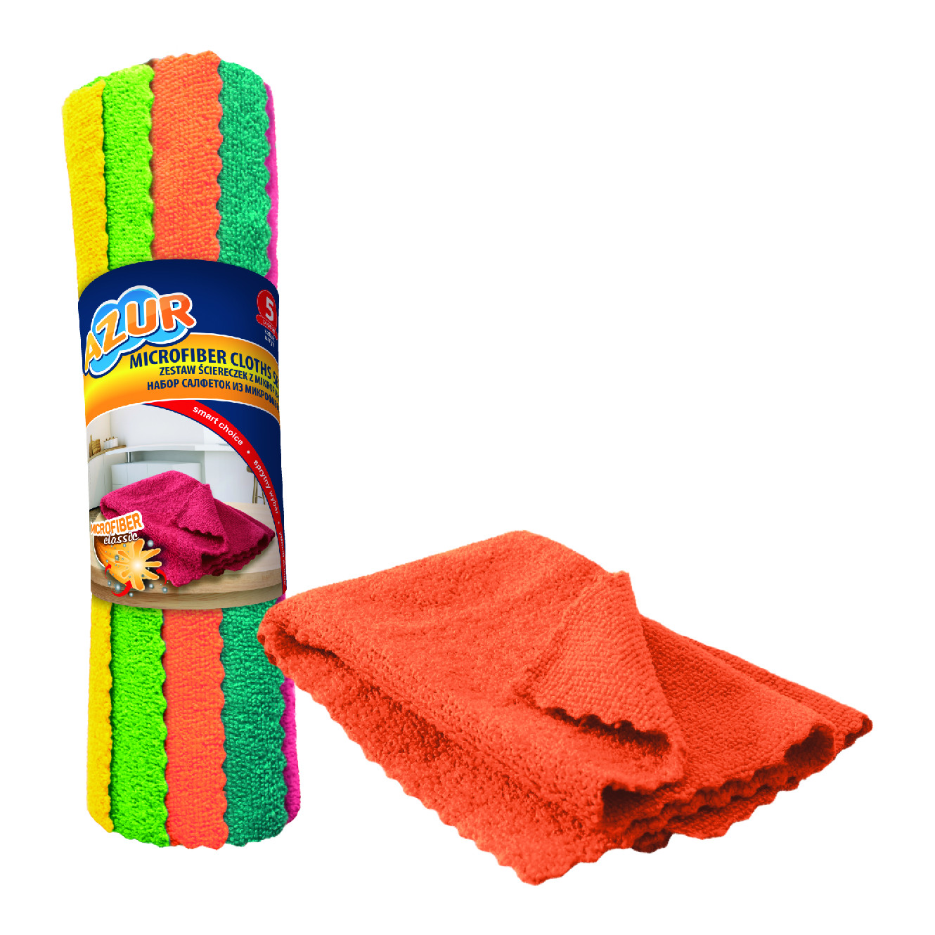 Sada mikrovláknových utěrek 5 ks AZUR 0,1Kg GIGA Sklad 5 D26-026190