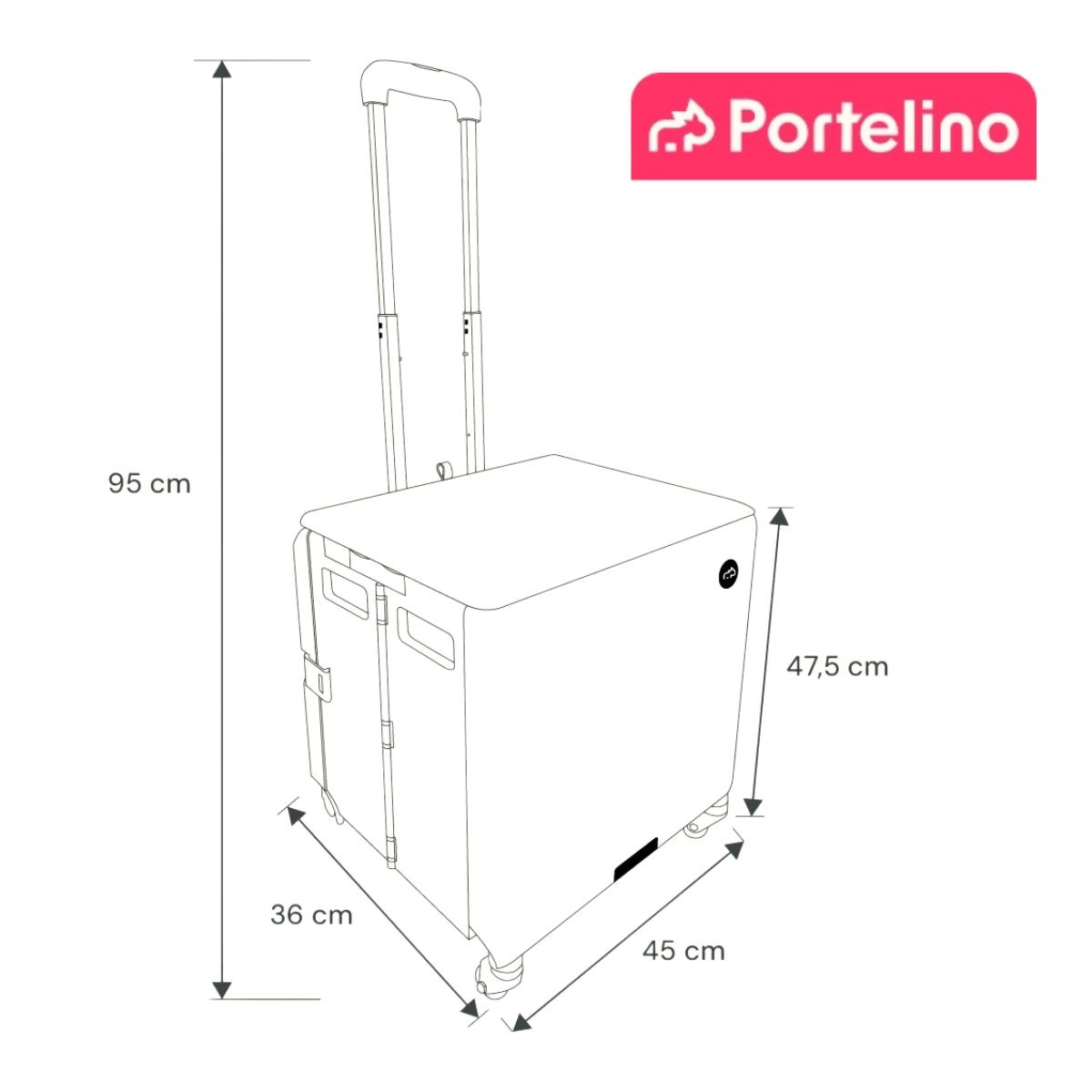 Skládací nákupní vozík PORTELINO růžový 4,08Kg GIGA Sklad 5 PORT35-R