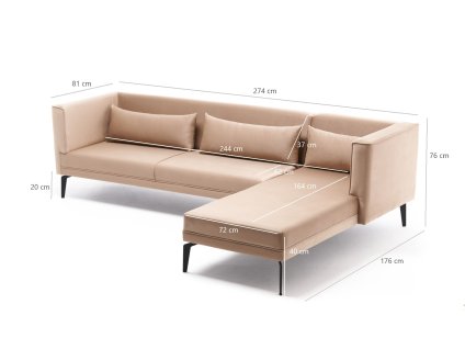 Rohová pohovka ARDOSA béžová pravá