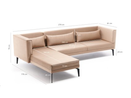 Rohová pohovka ARDOSA béžová levá