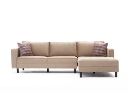 Sametová pohovka KALE krémová pravá