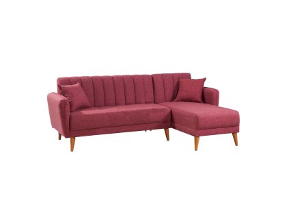 Rozkládací rohová pohovka AQUA růžová pravý roh