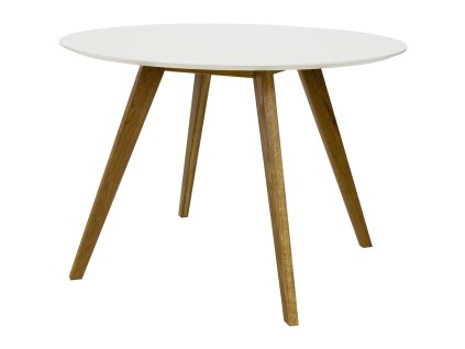 Kulatý jídelní stůl BESS bílá a dub O110 cm