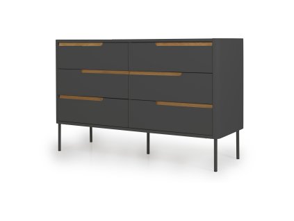 Dřevěná komoda SWITCH antracit se 6 zásuvkami