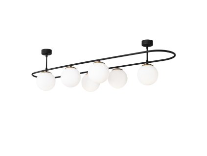 Stropní světlo ABAKUS černé s mléčným sklem