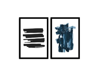 Set 2 obrazů v černém rámu NIGHT