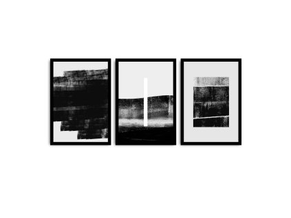 Set 3 obrazů v černém rámu DARKNESS