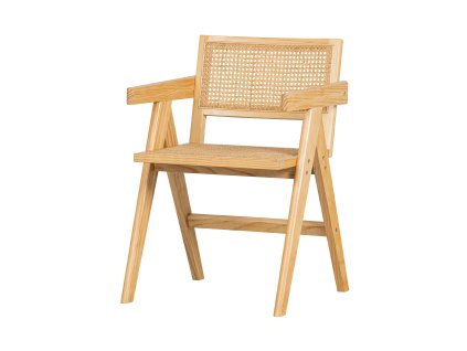 Dřevěná židle GUNN s ratanem světlá