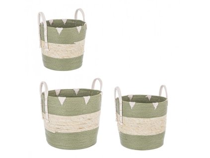 Set 3 zelených odkládacích košů THELMA L