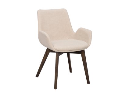 Béžová jídelní židle DRIMSDALE s tmavě hnědými nohami