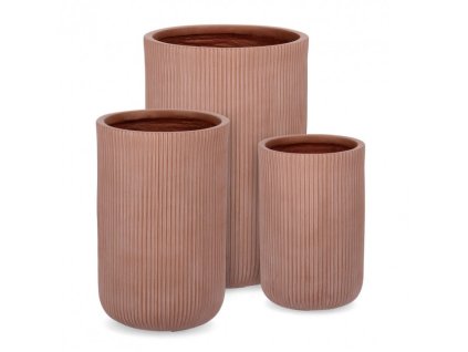 Set 3 květináčů RIBBED terakota