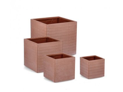 Set 4 hranatých květináčů TRESSAGE terakota