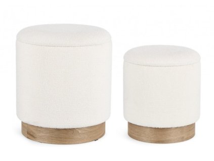 Set 2 pufů ZOYA bílé