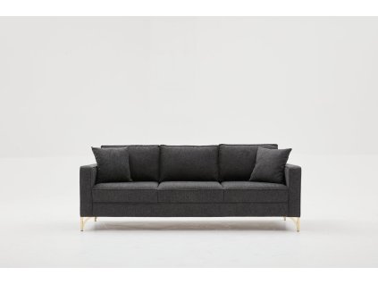 Třímístná pohovka BERLIN antracitová se zlatou 222 cm