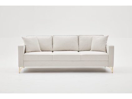 Třímístná pohovka BERLIN krémová se zlatou 222 cm