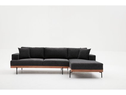 Rohová pohovka LIVA tmavě šedá pravá 287 cm