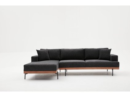 Rohová pohovka LIVA tmavě šedá levá 287 cm