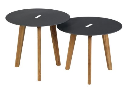 Set 2 zahradních konferenčních stolků LAURA antracitový