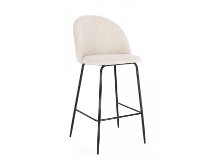 Barová židle CARRY bílá bouclé černý kov