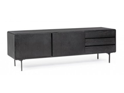 Dřevěný TV stolek WIDALD 160x50 cm černý