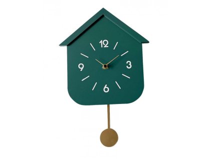 Nástěnné hodiny s kyvadlem HOME zelené 37,5 cm