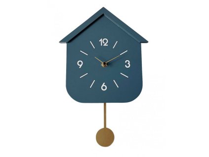 Nástěnné hodiny s kyvadlem HOME modré 37,5 cm