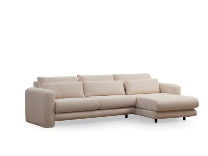 Krémová rohová pohovka LILY s lenoškou vpravo