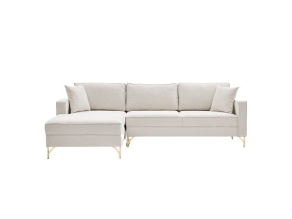 Rohová pohovka BERLIN krémová se zlatou levá 258 cm