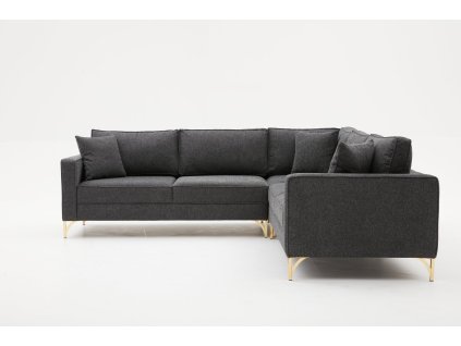Rohová pohovka BERLIN antracitová se zlatou 258 cm