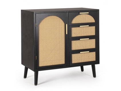 Příborník JOSINE černý 80x80 cm se 4 zásuvkami