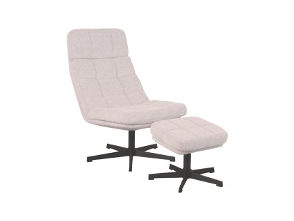 Otočné křeslo s podnožkou ALVAR světlé bouclé