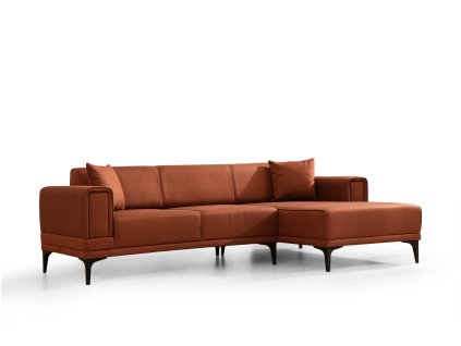 Rohová pohovka HORIZON červenooranžová pravá