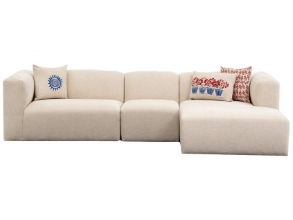 Rohová pohovka LINDEN pravá krémová