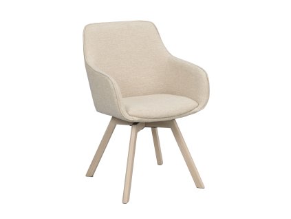 Jídelní židle ALISON s područkami světle béžová s bělenými dubovými nohami