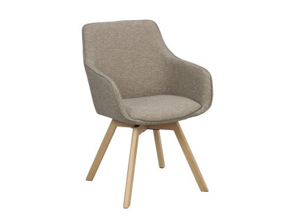 Jídelní židle ALISON s područkami tmavě béžová s dubovými nohami