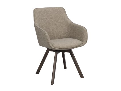 Jídelní židle ALISON s područkami tmavě béžová s hnědými dubovými nohami