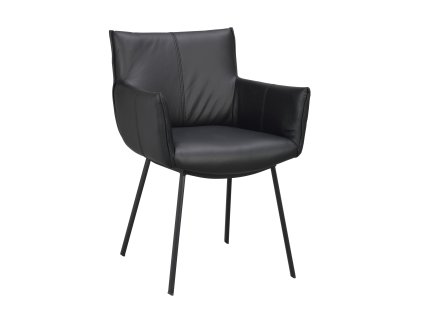 Kožená jídelní židle s područkami HINCKLEY černá123095 b Hinckley armchair black leather black