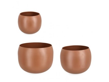Set 3 květináčů KEYRA hnědá