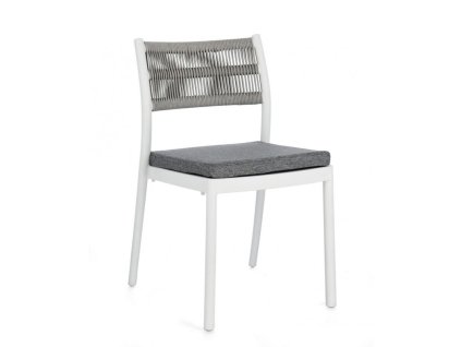 Zahradní jídelní židle ALVIN bílá se světle zeleným opěradlem