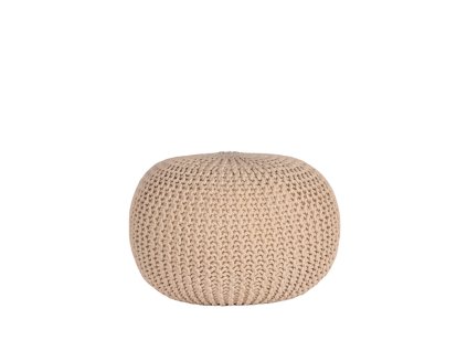 Poef Gebreid M Naturel Katoen 50x50x35 cm Voorkant