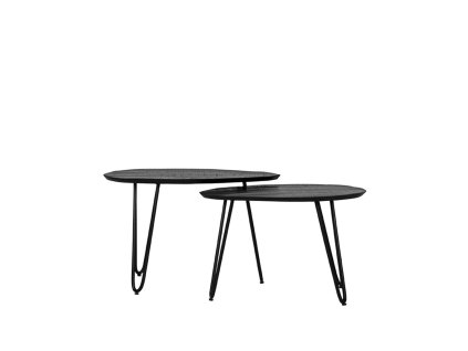 Salontafel Set Frisk Zwart Mangohout 68x43x44 cm Voorkant