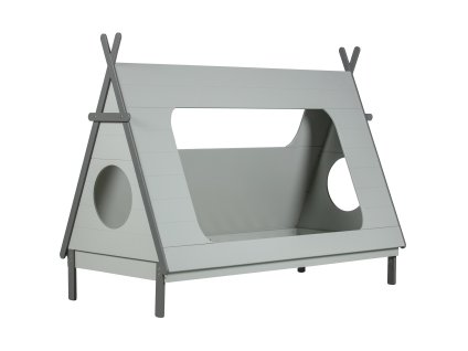 Dřevěná postel TIPI šedá