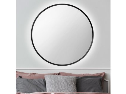 Zrkadlo do kúpelne s LED - Nordic Black LED - Čierna - Okrúhle