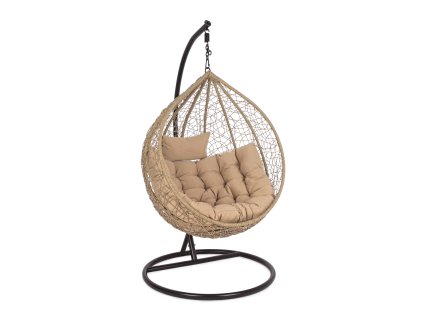 Kulaté závěsné křeslo AMIRANTES černo-hnědé