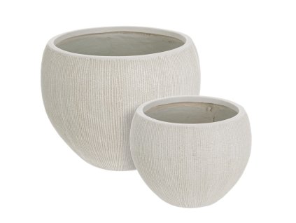 Set 2 nízkých květináčů BRUSH bílá