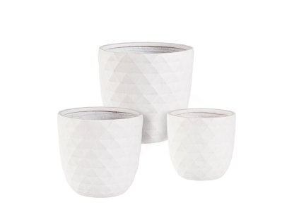 Set 3 venkovních květináčů PYRAMID bílá
