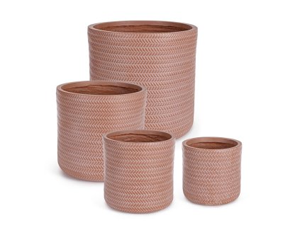 Set 4 kulatých květináčů TRESSAGE terakota